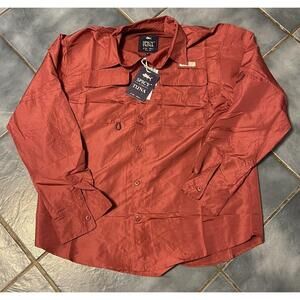 NWT Men's Size Large Spicy Tuna Fishing Shirt Maroon Long Sleeve Vented Button